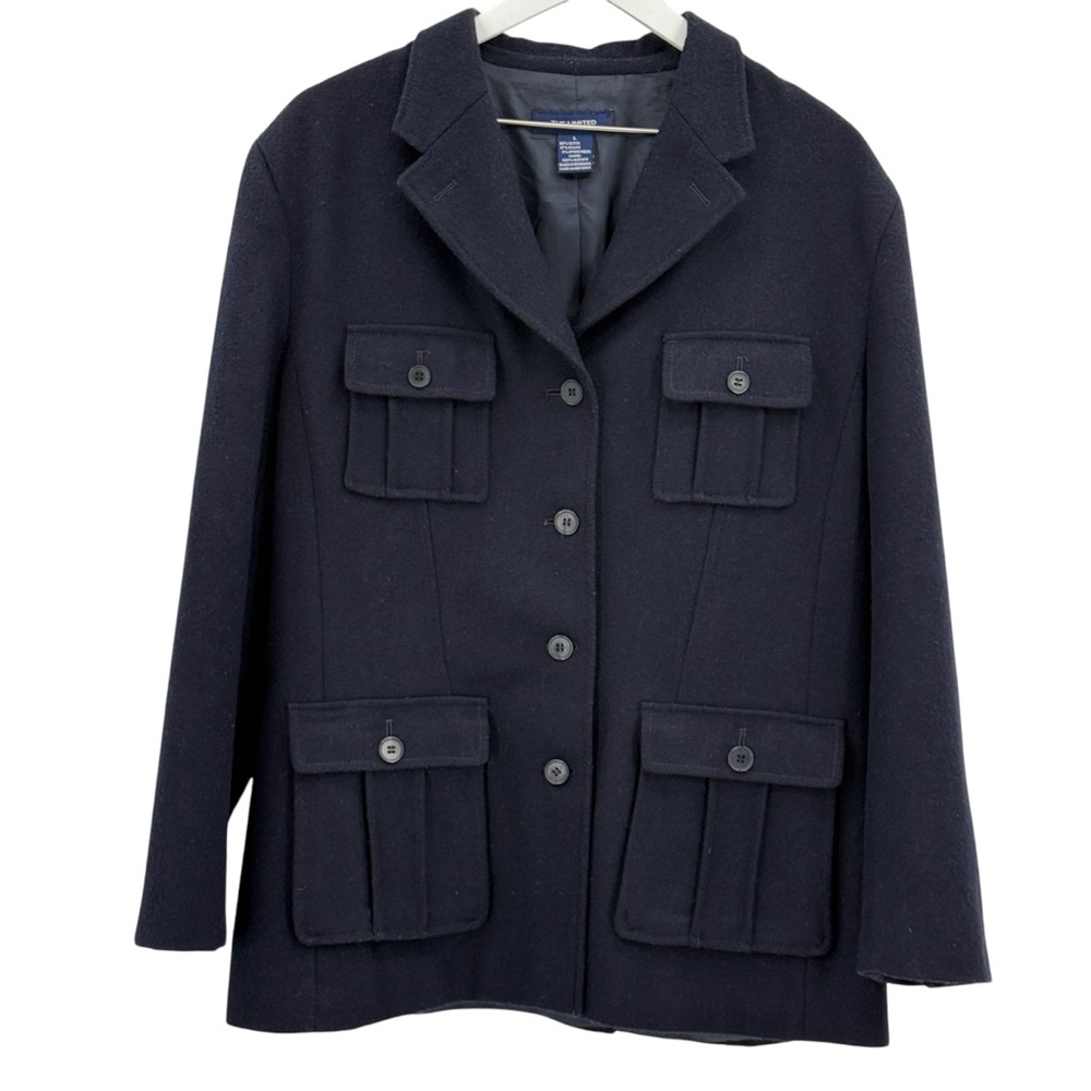 The Limited Women's Dark Navy Button Up Wool Blend Lined Coat, L